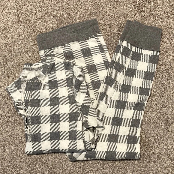 Warm Essentials by Cuddl Duds gray & white Buffalo check thermal set M/L - Picture 1 of 15
